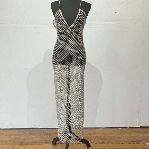 Zara tan mesh/net dress with metallic threading - Picture 3 of 7